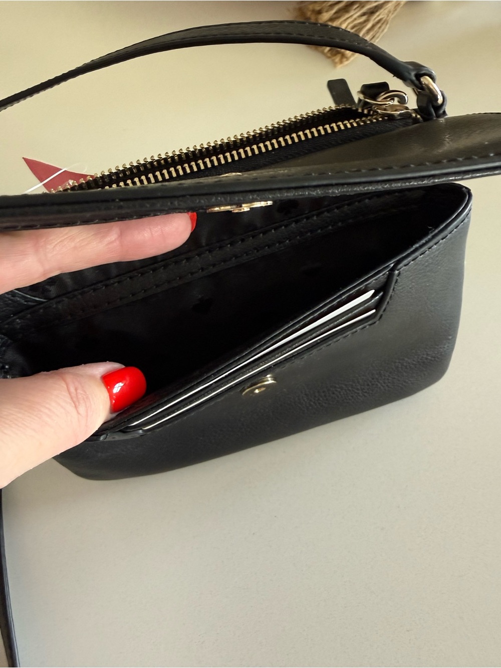 Kate Spade Karlee Black Leather Crossbody Bag with Gold Logo - Picture 6 of 8